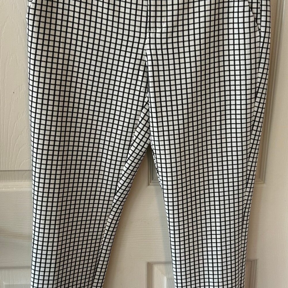 Cabi Womens 3203 White Black Windowpane Plaid Check Trouser Pants Size 2
